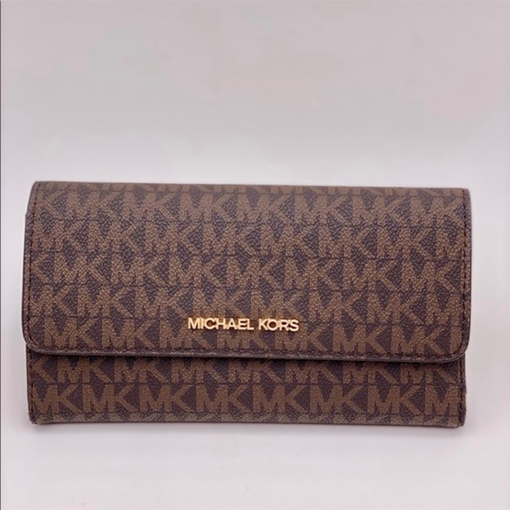 Michael Kors Jet Set Trifold Wallet Brown - Picture 2 of 9